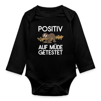 Sloth Faulenzer Süßes Faultier Geschenk - Baby Bio-Langarm-Body - Schwarz - Vorne