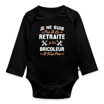 Pas à la retraite je suis bricoleur à temps plein - Body Bébé bio manches longues - noir - Devant