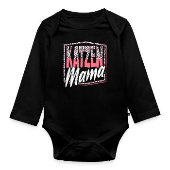 Katzen Mama Kätzchen Katzenbesitzerin Katze - Baby Bio-Langarm-Body - Schwarz - Vorne