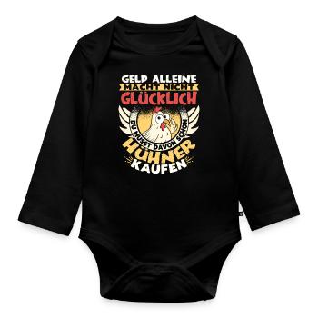Hühner Huhn Haushühner Hühnerbesitzer - Baby Bio-Langarm-Body - Schwarz - Vorne