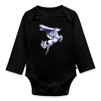 Griechisches Fabelwesen Pegasus - Baby Bio-Langarm-Body - Schwarz - Vorne