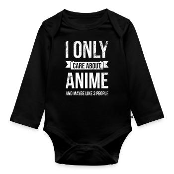 Ich Interessiere Mich Nur Für Anime Und Mag - Baby Bio-Langarm-Body - Schwarz - Vorne