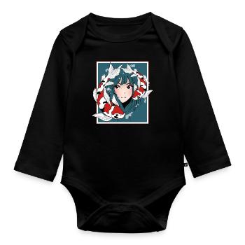 Anime Girl Otaku Koi - Organic Longsleeve Baby Bodysuit - black - Front