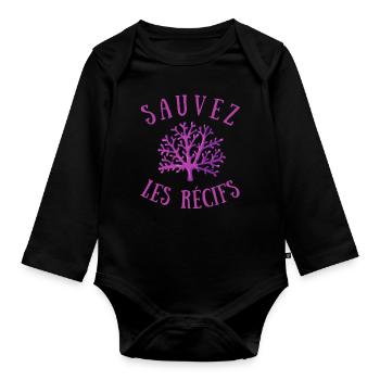 SAUVEZ LES RÉCIFS - CORAIL VIOLET - Body Bébé bio manches longues - noir - Devant