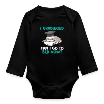 I Graduated Can I Go To Bed Now Sloth Degree - Organic Longsleeve Baby Bodysuit - black - Front