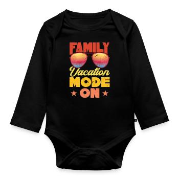 Family Holiday Mode On - Family Holiday - Organic Longsleeve Baby Bodysuit - black - Front