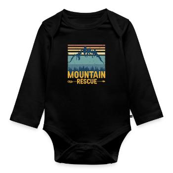 Mountain Rescue Retro Search And Rescue - Organic Longsleeve Baby Bodysuit - black - Front