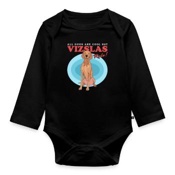 Magyar Vizsla | Dog Dog Owner Gift - Organic Longsleeve Baby Bodysuit - black - Front