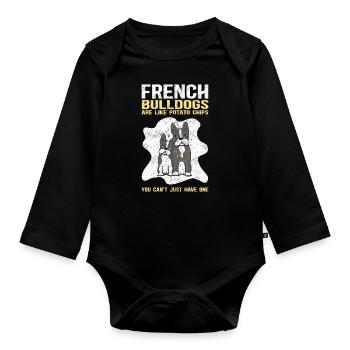 French Bulldog | French Bulldog Gift - Organic Longsleeve Baby Bodysuit - black - Front