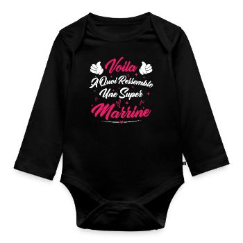 Voilà à quoi ressemble une super marraine - Body Bébé bio manches longues - noir - Devant