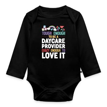 Childcare Daycare Provider Teacher - Baby Bio-Langarm-Body - Schwarz - Vorne