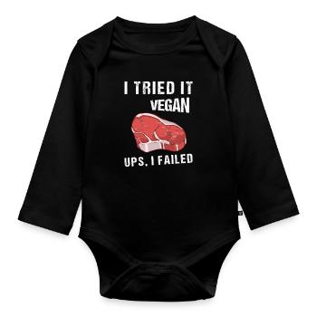 I Tried It Vegan Ups I Failed Vegan Vegetarian - Baby Bio-Langarm-Body - Schwarz - Vorne