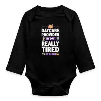 Childcare Daycare Provider Teacher - Baby Bio-Langarm-Body - Schwarz - Vorne