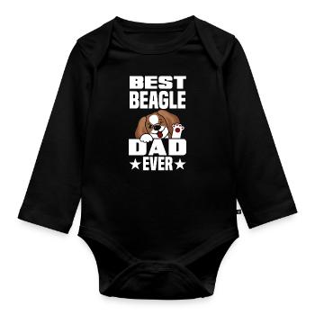 Funny Beagle Gift Beagle Papa Beagle Dad - Organic Longsleeve Baby Bodysuit - black - Front