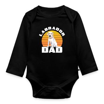 Labrador Dad Labrador Papa - Baby Bio-Langarm-Body - Schwarz - Vorne