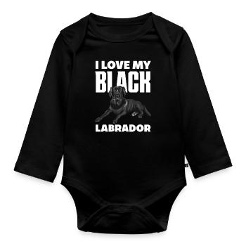 Ich Liebe Meinen Schwarzen Labrador - Baby Bio-Langarm-Body - Schwarz - Vorne