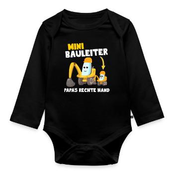 Minibauleiter Handwerker Chef Bagger Jungen Boss - Baby Bio-Langarm-Body - Schwarz - Vorne