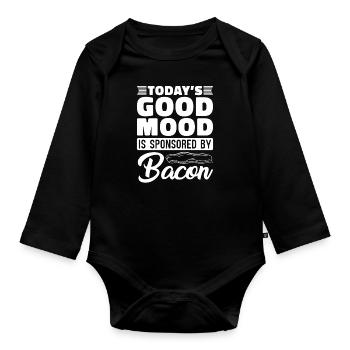 Gute Laune Speck Frühstück Speck Liebhaber Fleisch - Baby Bio-Langarm-Body - Schwarz - Vorne