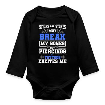Piercing Job Body Jewelry Piercing Studio - Organic Longsleeve Baby Bodysuit - black - Front