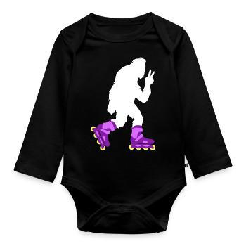 Bigfoot Roller Skating Roller Derby Cadeau - Body Bébé bio manches longues - noir - Devant