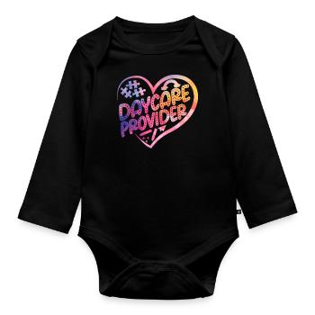 Childcare Daycare Provider Teacher - Organic Longsleeve Baby Bodysuit - black - Front