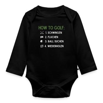 Wie Man Golf Spielt, Golfball - Baby Bio-Langarm-Body - Schwarz - Vorne