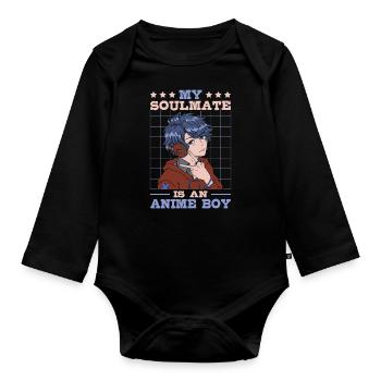 My Soulmate Is An Anime Young | - Organic Longsleeve Baby Bodysuit - black - Front