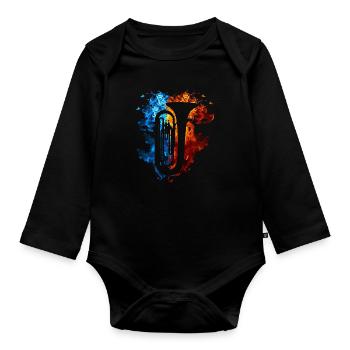 Tuba Red Blue Fire Musical Instrument Fire Art - Organic Longsleeve Baby Bodysuit - black - Front