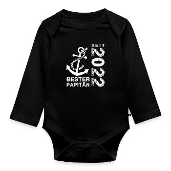 Papitän seit 2022 - Baby Bio-Langarm-Body - Schwarz - Vorne