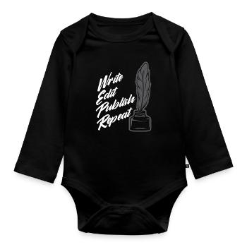 Author Author Funny Author Gift - Organic Longsleeve Baby Bodysuit - black - Front