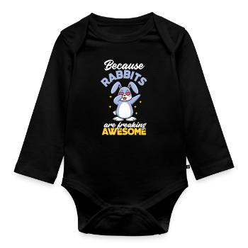 Rabbit Rabbit Pet Rabbit Mama Gift - Organic Longsleeve Baby Bodysuit - black - Front