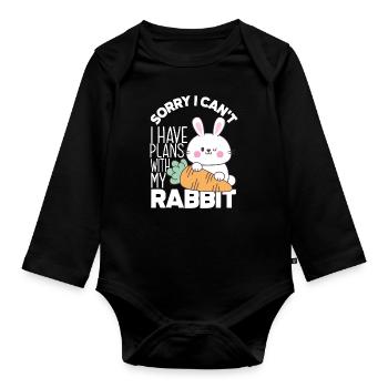Rabbit Rabbit Pet Rabbit Mama Gift - Organic Longsleeve Baby Bodysuit - black - Front