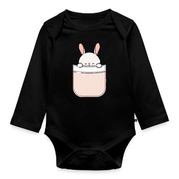Rabbit Rabbit Pet Rabbit Mama Gift - Organic Longsleeve Baby Bodysuit - black - Front