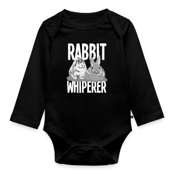 Rabbit Rabbit Pet Rabbit Whisperer Gift - Organic Longsleeve Baby Bodysuit - black - Front