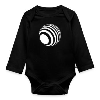 3D-Ball mit weißen Streifen - Baby Bio-Langarm-Body - Schwarz - Vorne