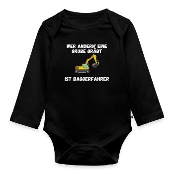Baggerfahrer - Baby Bio-Langarm-Body - Schwarz - Vorne
