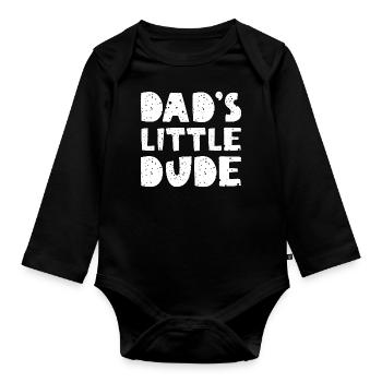 Dad’s Little Dude - Organic Longsleeve Baby Bodysuit - black - Front