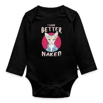 Je suis mieux de la conception nue pour Sphynx Cat - Body Bébé bio manches longues - noir - Devant