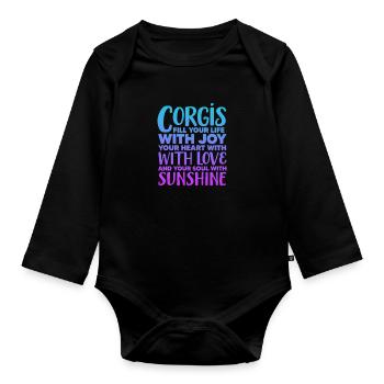 Corgi - Baby Bio-Langarm-Body - Schwarz - Vorne