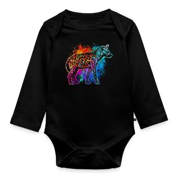 Bunte Hyäne - Baby Bio-Langarm-Body - Schwarz - Vorne