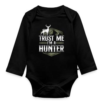 Buck Deer Hunting Hunter Vintage - Organic Longsleeve Baby Bodysuit - black - Front