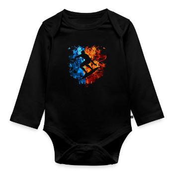 Surf Rouge Bleu Fire Surfer Sport Surfboard - Body Bébé bio manches longues - noir - Devant