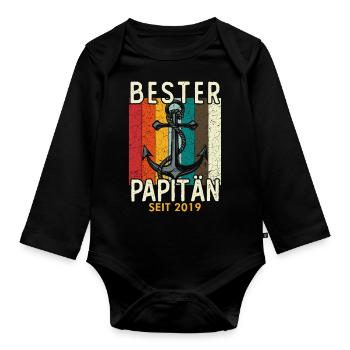Papitän seit 2019 - Baby Bio-Langarm-Body - Schwarz - Vorne