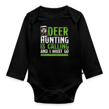Buck Deer Hunting Hunter Phone - Baby Bio-Langarm-Body - Schwarz - Vorne