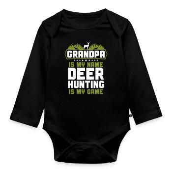 Buck Deer Hunting Hunter - Organic Longsleeve Baby Bodysuit - black - Front