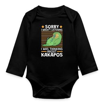 J’ai pensé au perroquet sans vol Kakapos - Body Bébé bio manches longues - noir - Devant