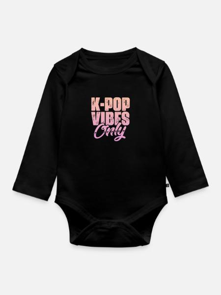 K-Pop - Baby Bio-Langarm-Body - Schwarz