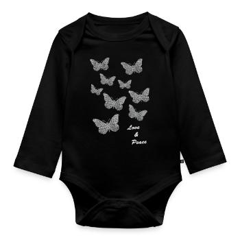 butterflies Schmetterlinge - Baby Bio-Langarm-Body - Schwarz - Vorne