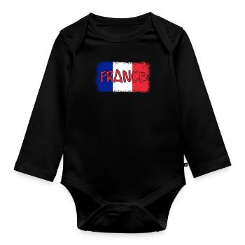 France flag - Baby Bio-Langarm-Body - Schwarz - Vorne