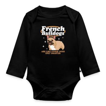 Français Bulldog | Français Cadeau Bulldog - Body Bébé bio manches longues - noir - Devant